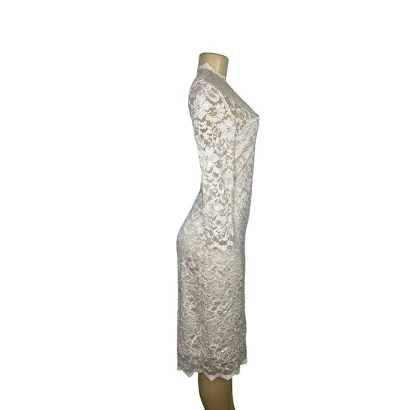 Frank Lyman Womens Ivory Lace Long Sleeve Sheath Dress Size S - Picture 2 of 7
